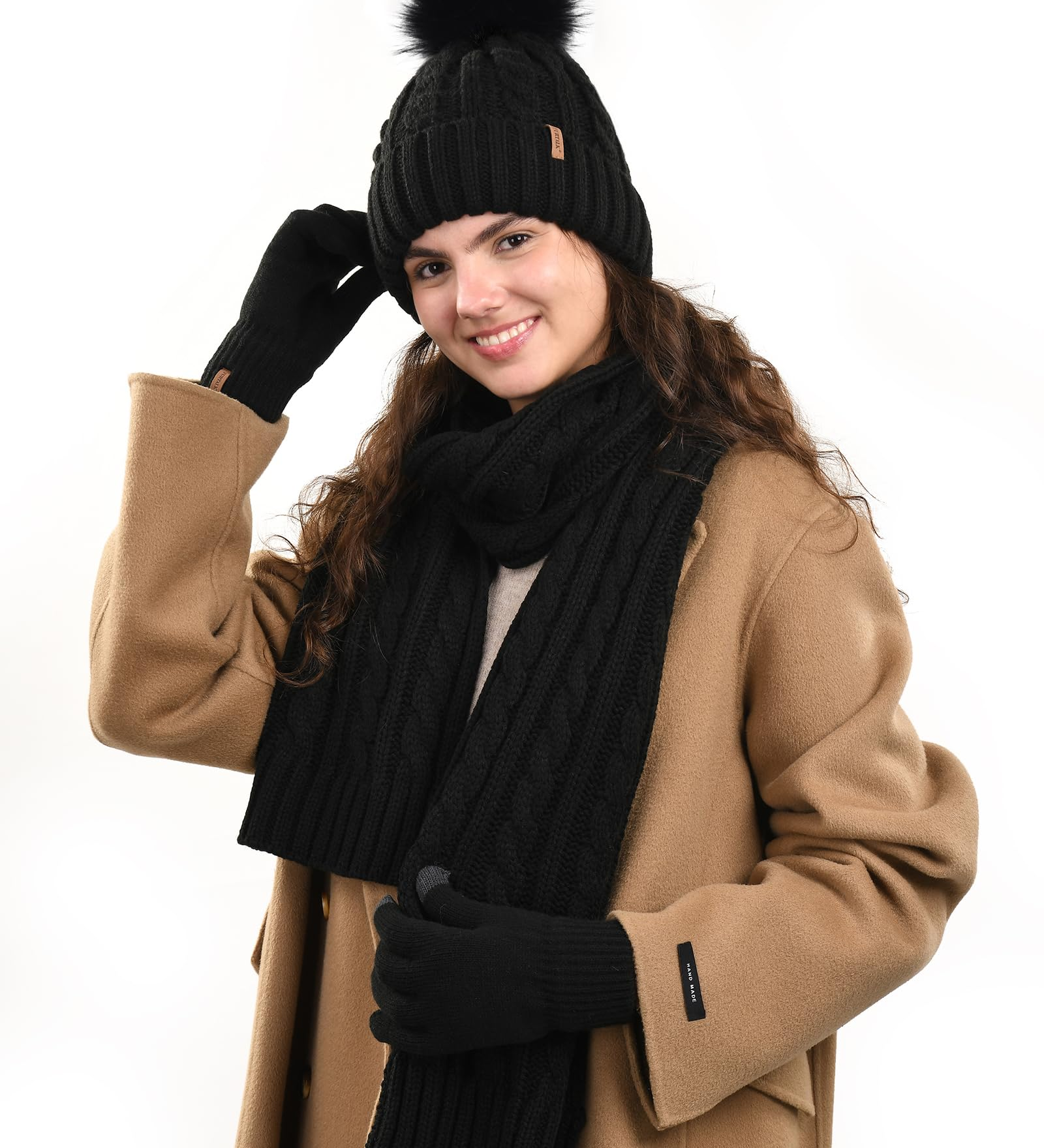 Elegáns Téli Sapka, Sál és Kesztyű Szett