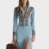 Victoria | Boho stílusú, rojtos velúr ruha