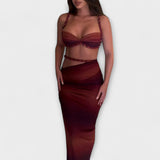 Jane - Stílusos Gradiens Zsinór Crop Top és Szoknya Duó