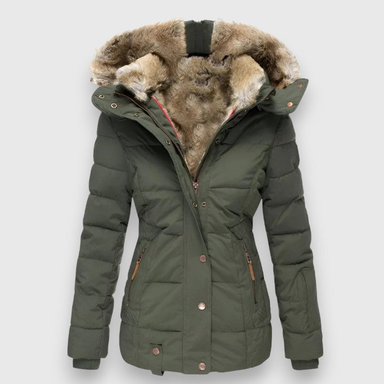 Margot I Pufi Kabát Kapucnival és Slim Fit