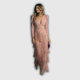 Clara | Elegáns, hosszú ujjú, bojtós maxi ruha