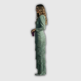 Clara | Elegáns, hosszú ujjú, bojtós maxi ruha
