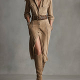 Savannah Suede Gombos Midi Ruha