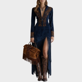 Victoria | Boho stílusú, rojtos velúr ruha