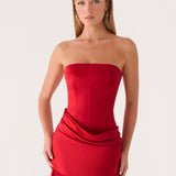 Alva Strapless Mini Ruha - Cseresznye