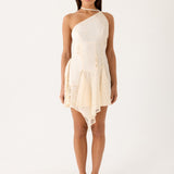 Amirose Spliced Cotton Mini Dress - Elefántcsont