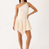 Amirose Spliced Cotton Mini Dress - Elefántcsont