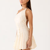 Amirose Spliced Cotton Mini Dress - Elefántcsont
