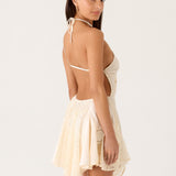Amirose Spliced Cotton Mini Dress - Elefántcsont