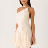 Amirose Spliced Cotton Mini Dress - Elefántcsont