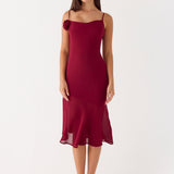 Anne Midi Dress - Mélyvörös