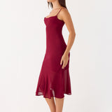 Anne Midi Dress - Mélyvörös