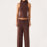 Aviara Knit Alacsony Derékú Nadrág - Csokoládé