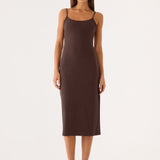 Between Tasks Midi Dress - Csokoládé Karamell