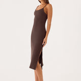Between Tasks Midi Dress - Csokoládé Karamell