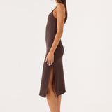 Between Tasks Midi Dress - Csokoládé Karamell