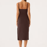 Between Tasks Midi Dress - Csokoládé Karamell