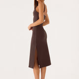 Between Tasks Midi Dress - Csokoládé Karamell