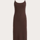 Between Tasks Midi Dress - Csokoládé Karamell