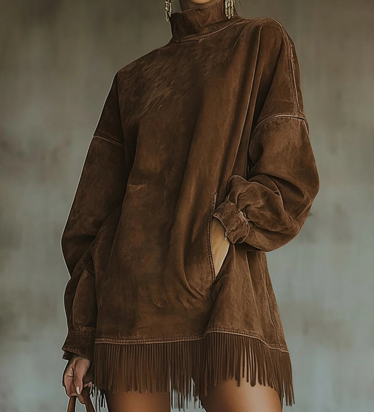 Savana Fringe™ | Vintage Suede Garbó Mini Ruha
