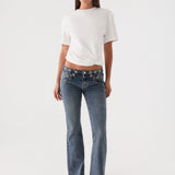 Carson Low Rise Eyelet Jeans - Kék Mosás