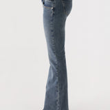 Carson Low Rise Eyelet Jeans - Kék Mosás