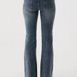 Carson Low Rise Eyelet Jeans - Kék Mosás