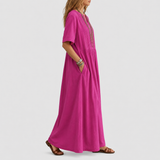 Elowen | Pintuck V-nyakú Len Maxi Ruha
