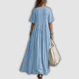 Elowen | Pintuck V-nyakú Len Maxi Ruha