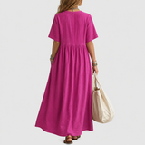 Elowen | Pintuck V-nyakú Len Maxi Ruha