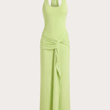 Cristal Halter Maxi Dress - Lime