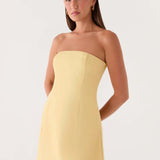 Della Strapless Mini Ruha - Sárga