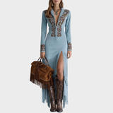 Victoria | Boho stílusú, rojtos velúr ruha