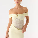 Either Way Off Shoulder Mini Dress - Sárga
