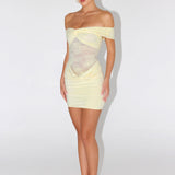 Either Way Off Shoulder Mini Dress - Sárga