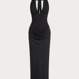 Emaretta Halter Maxi Ruha - Fekete