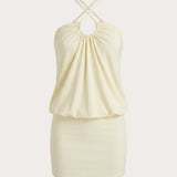 Etta Halter Mini Ruha - Sárga