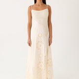 Fabienne Spliced Cotton Maxi Dress - Elefántcsont