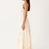Fabienne Spliced Cotton Maxi Dress - Elefántcsont
