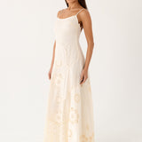 Fabienne Spliced Cotton Maxi Dress - Elefántcsont