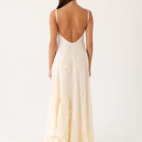 Fabienne Spliced Cotton Maxi Dress - Elefántcsont