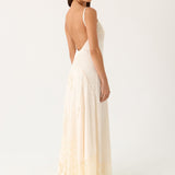 Fabienne Spliced Cotton Maxi Dress - Elefántcsont