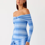 Gomez Bardot Kötött Mini Ruha - Cerulean