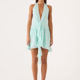 Guide You Halter Neck Mini Dress - Aqua