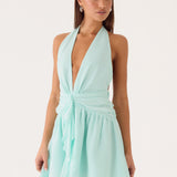 Guide You Halter Neck Mini Dress - Aqua