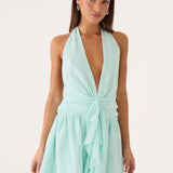 Guide You Halter Neck Mini Dress - Aqua