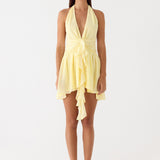 Guide You Halter Neck Mini Dress - Sárga