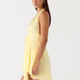 Guide You Halter Neck Mini Dress - Sárga
