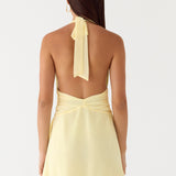Guide You Halter Neck Mini Dress - Sárga