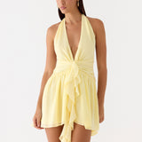 Guide You Halter Neck Mini Dress - Sárga